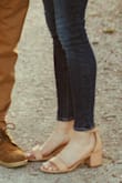 I LOVE these shoes! The color and material are exactly as pictured, and they are easy to walk in. I did get blisters around my ankle area, but other than that, they are quite comfortable. I wore these for my engagement pictures, and they were perfect. - Erin S.