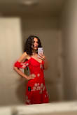 Love the color. It's a true red not an orange red. When you zipper up the back it's a bit tight around ribs.
I got a medium even though I'm technically I'm a small by the size charts. Definitely could not fit a small. - Jeanine K.