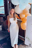Bought for my bridal shower and got so many compliments! It was a tad big in the waist (where the cut outs are) but the xs was a bit too tight. Loved this dress so much! - Cassidy M.