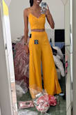I love the color and can't wait to rock this over the summer. I am long-legged and very lean so usually have to gamble between a small and x-small.. so happy I picked the XS! The waist fits perfectly and since the top is adjustable I don't have to worry about wearing a bra or it being too tight with my larger cup size (32D). I'm 5'10 so if you're short the XS will probably drag on the ground & for my tall friends though you can def wear this with flats or heels! - Renee M.