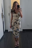 I adored this dress and received soo many compliments at a wedding.
The chest part was wayyy too big, and there doesn't seem to be a safe way to alter its straps considering the fabric and detail. However, the rest of the dress fit perfectly. - Jillian Z.