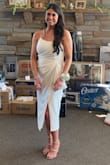 Wore this for my wedding shower & received many compliments! I loved the fit & material. Very comfortable & I didn't have to keep pulling it up.. thanks to the strap! - Kristen C.