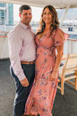 The material is soft, but not sheer. The dress is so pretty. Love the sleeves. Only problem was the super low cut! - Holly B.