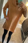 I think this is a super oversized sweater but cannot be worn as a dress (unless leggings are worn under) I have a super long torso so it was wayyyy too short. Otherwise love this oversized sweater! - Cassandra R.
