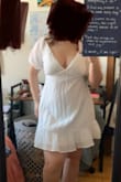 I got this dress for my graduation and found it not very flattering on my body type. The V-neck was way too low and too loose fitting to where you wanted to wear a bra but could not. I am usually a medium but I could have a size down to small, however, I am unsure if the small would have fit right. It was not for curvy bodies and resulted in me looking very wide. Not my favorite - Sydney V.