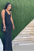 Really loved this dress for the silhouette. The color black is formal in itself, so you can dress it up or as is. I ordered a small, fits really well and accentuates in all the right places. I wore platform shoes to add a little height. Definitely recommend. It's worth it. - Carole M.