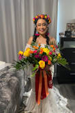 This dress was JUST Perfect! Super easy to wear, not heavy, easy to move around. I got lots of compliments, especially after they found out the price. Our wedding theme was boho, Frida Kahlo, fall in love with Mexico vibes. And this dress checked everything off.
If you can't figure out the size, take the quiz, it helped me.
I also bought my heels here on Lulus, The Laura red suede ankle strap heels. Perfect height for dress & myself - Alejandra R.