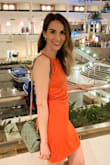 Wore this for my birthday dinner. I loved all the colors and the open back. Kind of boxy but it has that mod dress look. Tying the bow was a bit of a challenge but eventually I found a way that looked cute. Maybe a video or picture of how to tie it would be helpful. The length was pretty good on me. - Jessica B.