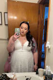 Ordered this dress for my bridal shower and it was perfect! It was a nice soft material, super flattering and I was happy that the deep v didn't look too dramatic on me like it did in the reference photo lol. Received many compliments on the dress and I will definitely wear it again over the summer. I'm giving it 4 stars because the straps were a thinner and weaker material than I thought plus I should have ordered a 1x because it was a little too big in my bust area. - Meghann C.