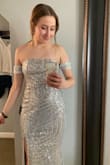 This dress is so freaking beautiful. I bought it for $53 including my student discount and I cannot tell you how amazed everyone (myself included) was. The zipper was a bit challenging to get up once in reached a certain point, and I was prepared to have the zipper altered, but all is well and I literally wiggled my way through the problem. It was not the easiest thing to put on. If you are planning on dancing, just beware you could slide out the top. I almost flashed my dance partner, haha-no, literally. - Jerica D.