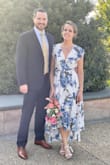 I loved this dress, I bought it for an informal courthouse wedding and it was perfect. I'm usually a small but have broader shoulders and the dress does not have stretch, so I liked that it fit my upper body and I could cinch the waist with the tie. I used tape to keep the top in place as it was a little revealing when I sat down. The heavy, flowing skirt was lovely and the blue/white flowers were beautiful. The dress photographed well. I can't wait to wear this again! - Samantha B.