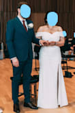 Absolutely love this dress. I bought it for my wedding and wanted a flattering and sexy look - this dress delivered. Guests described me looking "like a bond girl (in a good way)".  One guest expressed surprise that it fit so well despite the price, saying it looked like it was tailored to me (shout-out to the stretchy fabric!). 

I do have a larger bust (34G), so I opted to wear corset/bra situation underneath to hold everything up. Unfortunately I bought one with external ribbing, and that did show through the thick fabric of the dress (I smoothed it out with shapewear, it was fine) I still wound up pulling up the dress occasionally to make sure the corset stayed mostly hidden.

I'm 160cm and wore 8cm heels, and the dress length worked out perfectly for that. If I'd worn sandals, I would've had to have it hemmed.

Bonus: I handwashed it in the bathtub in cold water afterwards (the hem got dirty, I spilled some Limoncello on it) and all but a couple of particularly resistant splotches in the hem washed out. - Livia B.