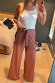 These pants are so gorgeous and comfy. Great for tall gals. Could be dressed down or up. Highly recommend! - Heather E.