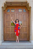 I used this dress for my graduation dress. It rode up quite a bit after walking. But overall it's a beautiful dress! - Angela A.