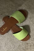 I just had to buy these before Lulus ran out of size 11!
Imagine a lime green tank,white shorts and these lime sliders.
I did! - Susan T.