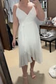 Very flattering dress especially around the waist. The bust area is a little lose but not terrible. Slightly see through-I had on darker underwear and you could see through it on the side and back! - Morgan N.