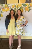 I wore this dress for my "main squeeze" themed wedding shower and got so many compliments! I was worried after reading other reviews that I would need the top safety pinned but if you tie it tight enough it stays put. Also the length is perfect I hate when dresses are super short this one has just the right amount of length. Definitely recommend! - Alexandria M.