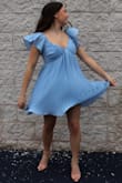 Absolutely beautiful dress! The material of the dress is so pretty and makes it look fancier in person. I am usually between a small and a medium and a small fit perfectly! I have a larger bust for my body size and it worked great to wear without a bra. Perfect for graduation or even as a wedding guest! - Grace S.