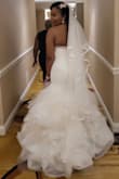 This veil went perfectly with my dress! Not too long or too short and blended with my tulle nicely! Hubby definitely cried lol. - Paige J.