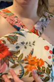 I loved this dress in theory - the cut is very cute - but I ordered it twice (first time and then asked for a replacement), and both times the straps were VERY unevenly attached and there was weird gaping in the bust, as well as being noticeably off-center on my chest. Disappointing! I also would've had to hem it a few inches to wear with two-three-inch heels. - Elena R.