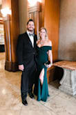 This dress is a must have! I wore this to my cousin's wedding and got so many compliments. The fit is perfect and the color (I ordered green) is stunning. It is pretty long, so perfect with heels. The fabric is substantial and has some stretch. Very comfy and easy to move around in. I did have limited mobility in my arms since it is off the should but I expected that. - Sandra N.