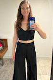 This two-piece fits so well! It's formal enough to wear to a rehearsal dinner but at the same time shows a little bit of your abdomen. Love it and got so many compliments! - Alexandra U.