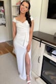Wore this to my bridal shower and got so many compliments during and after the shower! The fit was perfect, didn't even have to alter it. Wore a 4-inch heel. Can't recommend it enough!! - Nicole S.