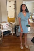 This fit perfectly. It was the perfect length and really accented my waist. The cut wasn't too low (couldn't be for the event I was attending), though if you have a smaller busy line you may need to pin it. - Trina P.