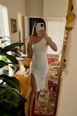 Not as stretchy as you'd think but thick material and cute cut once you squeeze in! I'll be wearing it to my bachelorette and on my honeymoon. - Chelsea S.