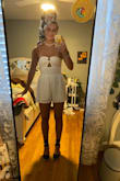 this dress was absolutely amazing it fits perfectly. doesn't slide down bc there is elastic on inside boob area. not see through at all. zipper was a little hard just because i was doing it myself. - Lillian S.
