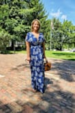 I purchased this for mother of bride dress on a hot June day! Navy is the "mother of bride" traditional color but I threw in the hints of white magnolias! My dress wrapped around me perfectly! I have large upper arms so the small detail of "short sleeve", made my confidence soar! Being 5-8 3/4, the length was perfect as well! Very light, very airy! Perfect for a quick wrap at a nice event or if you simply want to feel beautiful! - Ashlee H.