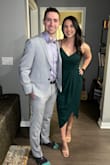 I am so happy with this dress. My biggest worry was picking a color! I went with the green and feel that it goes great with my olive skin tone. Material feels sturdy. Straps are adjustable! I went with a medium and I'm glad I did because the smallest part of the dress hits right at my rib cage, and no matter what you do ladies, you can't change the size of your ribs! This pic was just me trying it on at home. - Mercedes A.