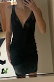 The dress is very flattering and fits perfectly everywhere except around the bust where it was fully zipped up. I ordered a medium to try but it was a little too big, so I kept the small and just stitched on a clasp. - Katherine K.