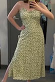 This is a beautiful and super comfy dress! The color is just as pretty as the pics, and it's a great quality with a nice under layer that helps smooth it out while still keeping it light. Must have! - Faith F.