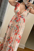 I hate to be mean but I hate this dress. It's just made very strangely with way too much fabric at the outer boob area. The photos do the talking. Looks great on other people just not me. I am a little more Apple shaped with a medium chest. Not a great fit for me. The pattern is beautiful and matches the picture. - Mary E.