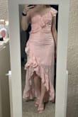 Seriously!!! If you even have the SMALLEST amount of hips, this dress is not for you. The top layer is SO tight, I couldn't even sit in the dress. I fall into the curvy category, considering my proportions, but I'm not even THAT curvy. So frustrating. This was almost SO cute. Also, the back is excessively long. I'm 5'4 (add 2 inches for the heels in the photo) and I was still stepping on the dress. - Ana K.