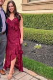 I ordered 2 sizes- m & L. Had to return the medium- I don't think I would've even gotten it over my hips. I'm usually a medium in everything but dresses from lulus for some reason. anyway, the dress is gorgeous and I got complements a million times when I wore it. It has absolutely no stretch though, so keep that in mind! I also have to agree with others, the top is a little large, it feels like the bottom 3/4 of the dress is a medium but the top is a Large. Still very pleased with this dress for the price, hopefully I have another formal event to wear it to in the future! - Lauren H.