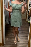 This is a perfect dress for vacation. The top accentuates your bust and the bottom is slimming. Very thin material and gets wrinkly in your suitcase but steamed out quick and easy! - Samantha B.