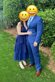 This dress was great for a black tie optional wedding. I found it true to size. The other reviews noting cleavage are correct - it's a very deep V. I have a 34D bust and used fashion tape to stick the dress to my chest to avoid showing too much skin. Otherwise, it worked out great! - Natalie B.