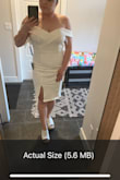 Dress is super pretty. My sister ordered this dress in black and I found it much more expensive looking than the white. I found the white also fit tighter and was a bit see-through. I would recommend this dress to order up a size if you don't want it to be as see-through. I did return this dress as it wasn't quite the one for me. - Kailee M.