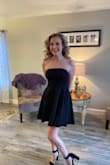 This dress was perfect for my daughter as a guest at a sweet 16. Very well made for a great price, the dress is lined. My daughter is 5'5" 130 lbs, we ordered a small and a medium, the small fit perfectly. The material has a very slight stretch. We sent the medium back, easy return! - McKenna W.