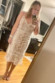 The dress is beautiful and made me feel great for my wedding shower. The knee area of the dress is tight and there is no give. - Samantha L.