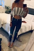 Great material, not see through at all. Overall great crop top for a date night or out with the girls! - Erica H.