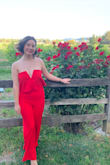 I wore this jumpsuit for my birthday in Napa. The material is stretchy and the color vibrant. I loved it! - Yesenia D.