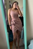 Dress is lovely. Picture perfect. Great for events where you won't be doing more than walking and talking. Material is silky, I needed pasties to wear it without a bra. - Jaycie F.