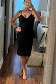 I love this dress! It is so flattering I purchased the M, unfortunately, it is too tight and does not lay right. I am going to order the L and cross my fingers that it fits. Highly recommend this dress. - Maura H.