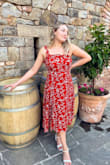 This dress is so beautiful and flowy! Wore it out wine tasting and was comfortable all day long. I will say though that it's just a little sheer, but not so much that nude underwear or a short slip won't fix. Highly recommend. - Brooke W.