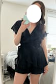 Figuring out how to put this on for the first time took me longer than I care to admit on the internet, but once it was on, it was dang cute. I ordered a medium and usually bounce between a small/medium. It's a little big in the chest area, but I run small in that department and will just have to find something secure to wear underneath. I love that the skort is subtle from the front and back and adds a layer to the bottom making it a little longer. The back has some interesting cape vibes, but the open back balances it out to make it less weird. Mine did arrive with a hole in it and a broken clasp, so it's not getting 5 full stars. But I'll be returning it for one that's hopefully fully intact! - Meagan H.