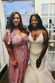 This dress is so pretty and so comfortable! I got several compliments. I'm on the short side,but with 2 inch block heels it fit perfect! The dress is also VERY low cut,but that's an easy fix.  I just ordered some clothing adhesive tape and I was good to go. - Julia G.