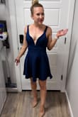 I wore this to a friend's wedding and it was great! I should probably shorten the straps about an inch (I'm short!), but otherwise, it was a perfect fit. Great material too. Showed more cleavage than I normally do, but it was appropriate for the event! - Andrea M.